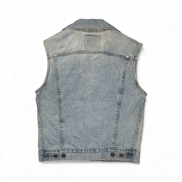 Levi's | Vintage 70517 Trucker Light Wash Denim Vest Small 90s Classic Western - Picture 8 of 10